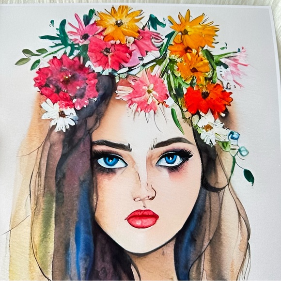 Watercolor Abstract Floral Woman Wall Art Print Poster Unframed - Picture 8 of 10